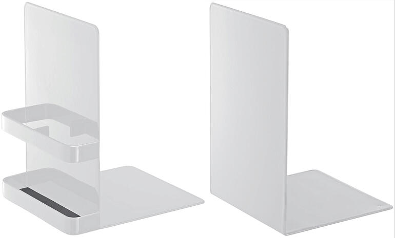 Deux supports de livre transparents, design moderne, utilisation polyvalente.