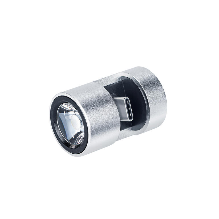 Lampe de poche pour smartphone en argent avec connexion USB