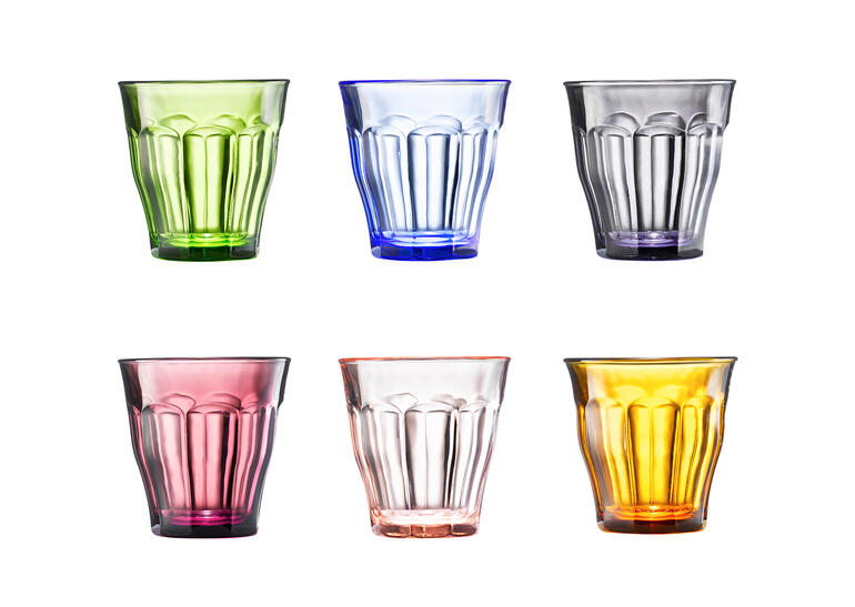 Désormais également disponible dans un lot de 6 coloré en 250 ml. Set de 6 verres Picardie colorés, différentes couleurs dans une forme classique.