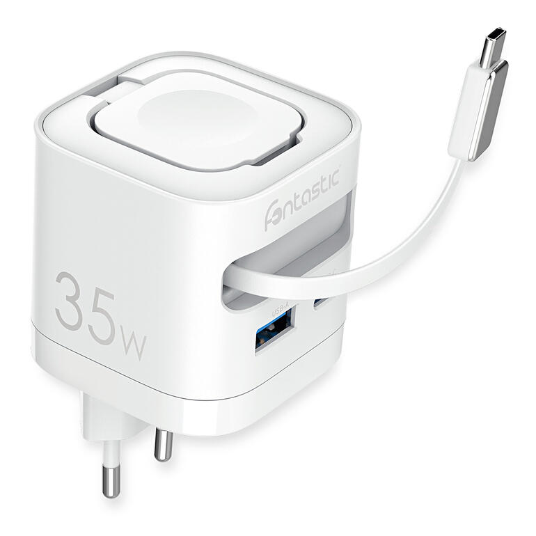 Chargeur rapide de voyage avec câble USB amovible.