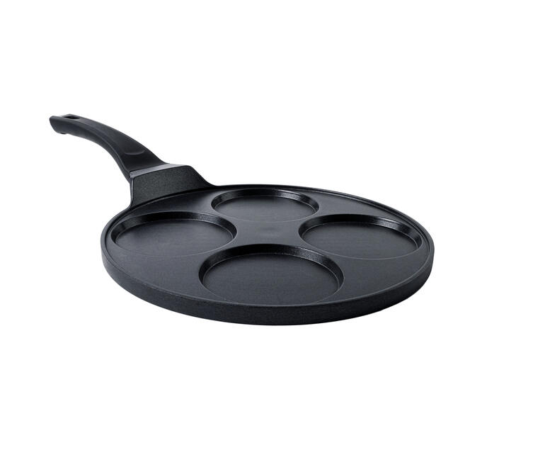 Poêle à pancakes simple avec trois alvéoles.