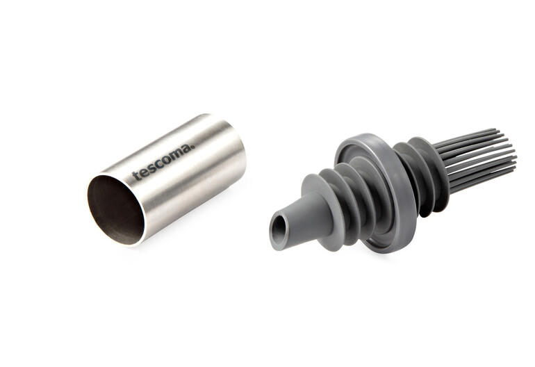 Ensemble de pièces de rechange avec tube en acier inoxydable et pointe en silicone pour ustensiles de cuisine.