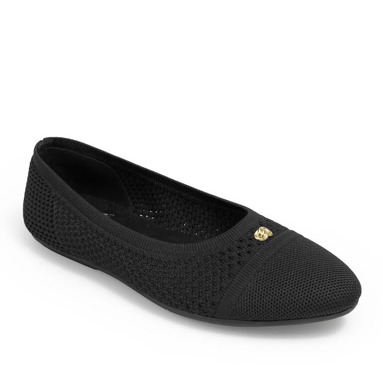 Ballerine noire en mesh avec application dorée.
