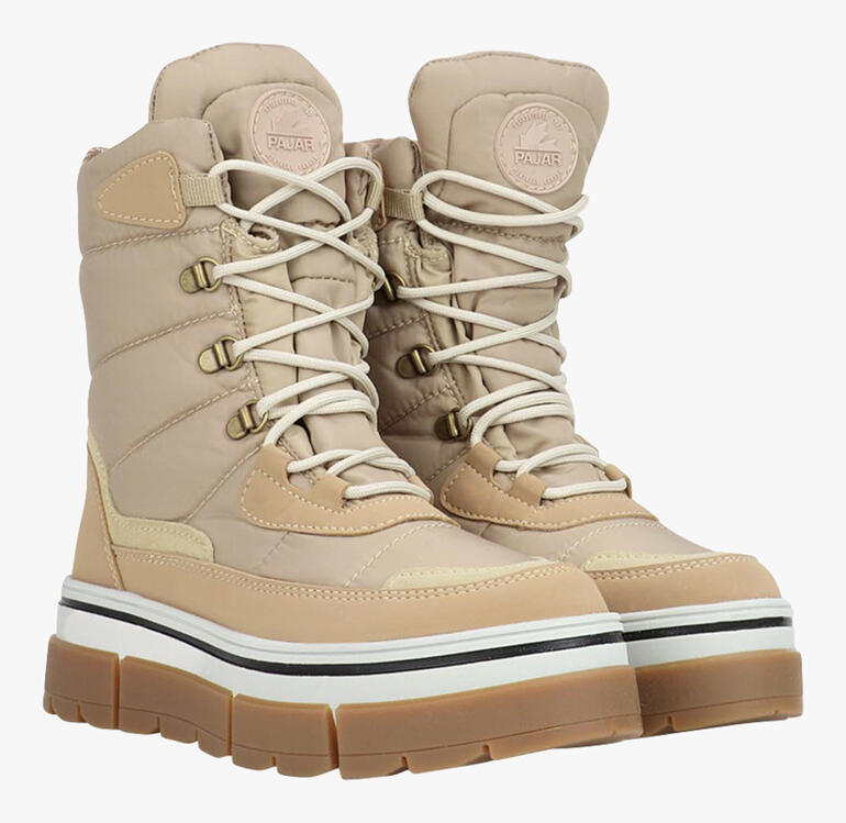 Bottes Pajar Ice-Gripper beiges sur fond neutre.