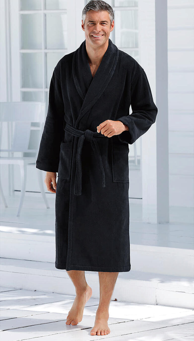 Peignoir de bain lavable à 95 ºC de Carl Ross Peignoir de bain noir et résistant à la cuisson pour hommes.
