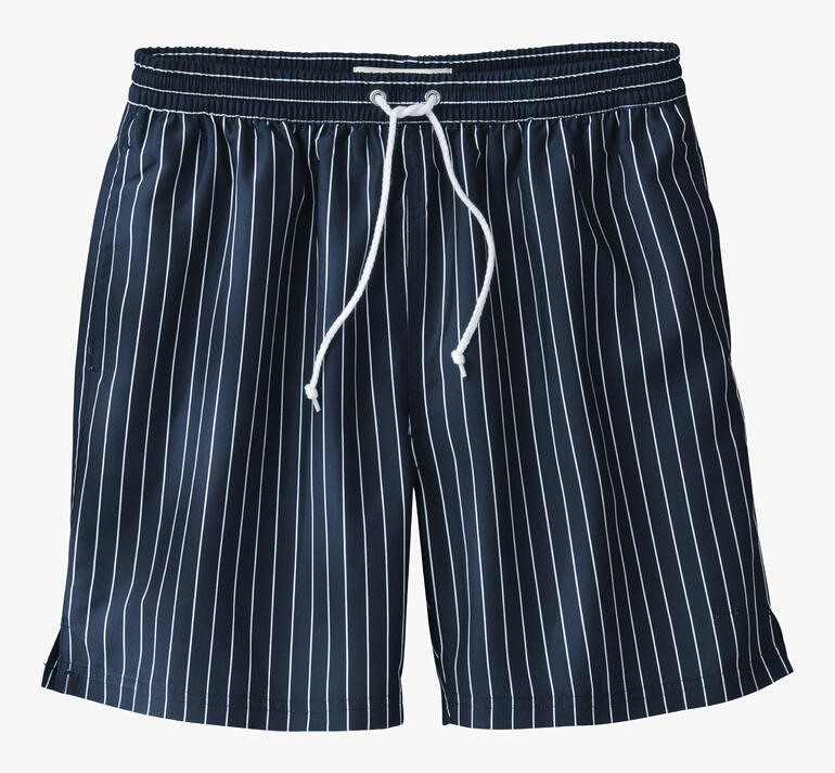 Shorts de bain navy Swim & Dry avec des rayures blanches.