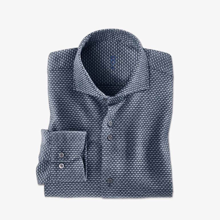 Chemise d'hiver Jaspé bleue avec motif fin et col boutonné.