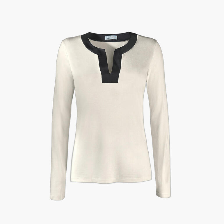 Tunique en soie crème avec col en V