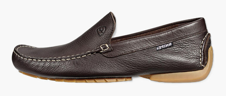 Vue latérale d'une pantoufle en cuir Snipe lavable pour hommes en noir.