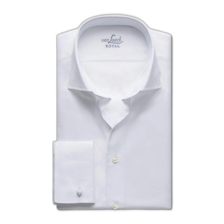 Manchette double, Blanc Chemise premium blanche avec poignets doubles et col classique.