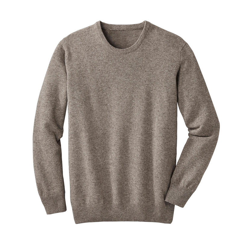 Pull en yak, vue de face avec encolure ronde et manches longues.