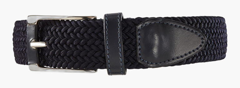 Ceinture élastique navy pour femmes avec un motif tressé.