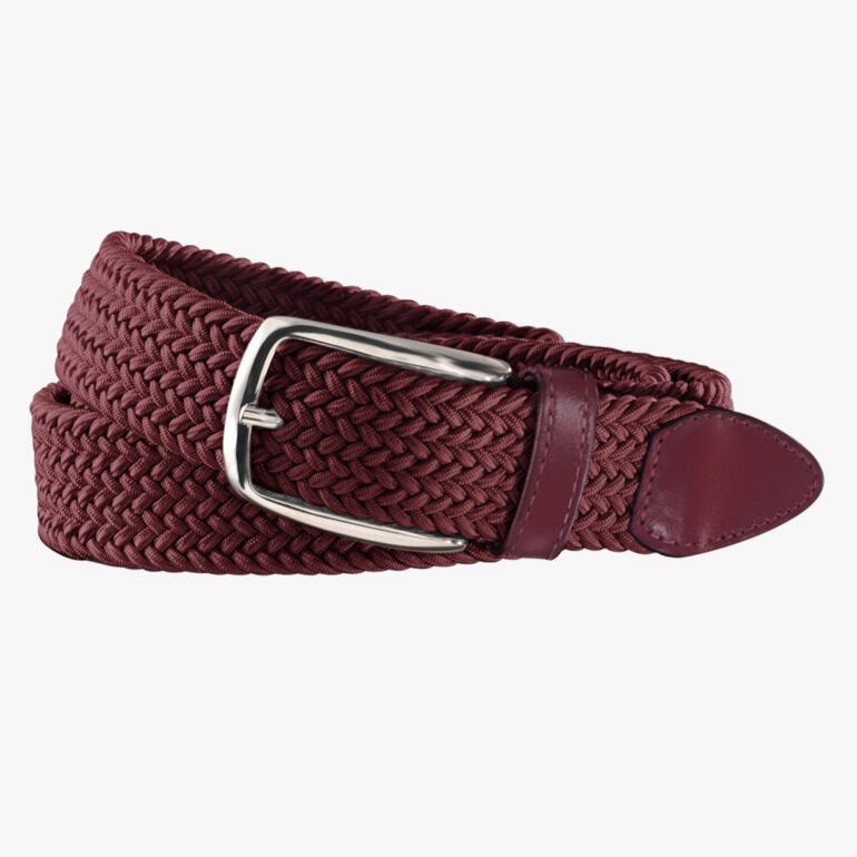 Ceinture élastique bordeaux pour hommes, tressée.