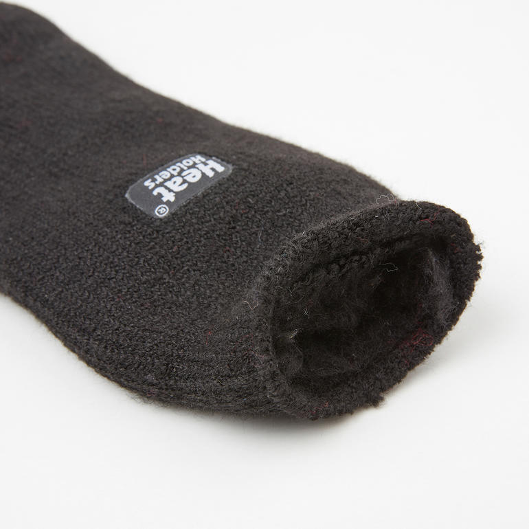 Noir Chaussettes thermiques Heat Holders® pour femmes en noir, structure en côtes
