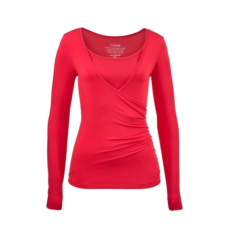 Cache-cœur Chemise portefeuille rouge à manches longues, taille 36.