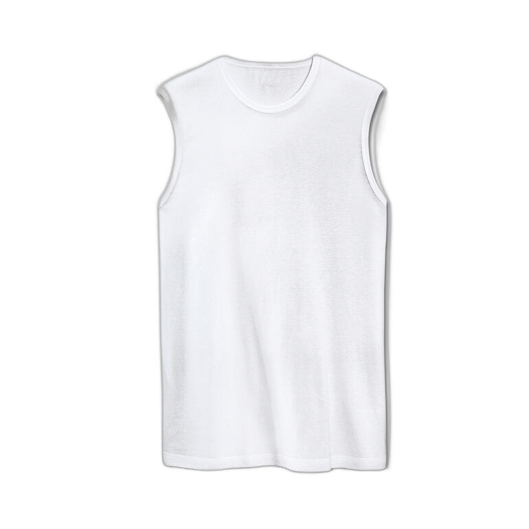 Débardeur sans manches à col rond en blanc, taille 46.