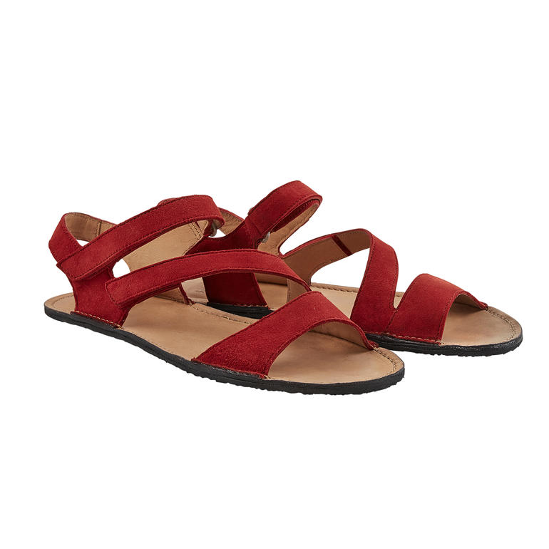 Sandale ultralégère Sole Runner® rouge avec plusieurs bandes.