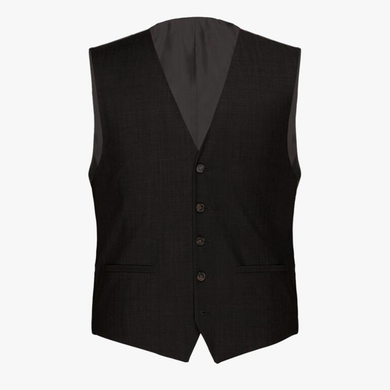 Gilet noir du Modul-Anzug Super-120 sur fond blanc.