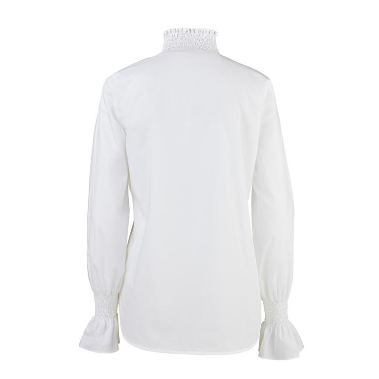 Blouse basique aybi Vue arrière d'une blouse blanche avec col froncé