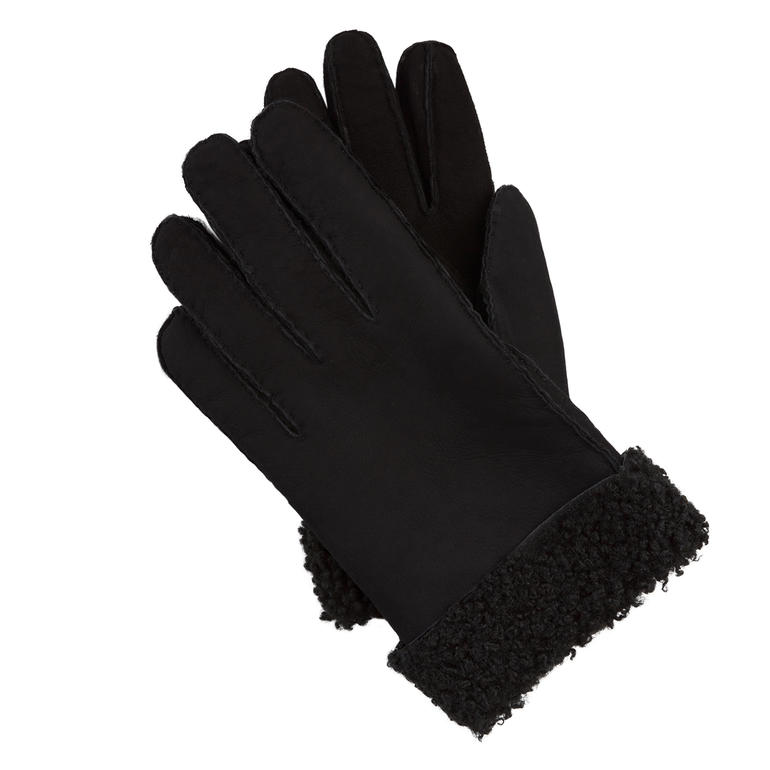 Gants en cuir de mouton noir, vue de face