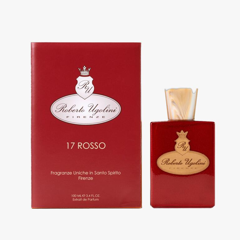 Roberto Ugolini „17 Rosso“ Extrait de Parfum en emballage.