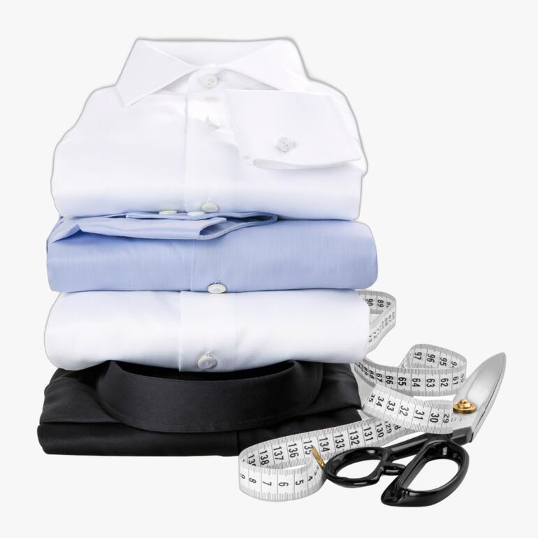 Chemises empilées de différentes couleurs pour des sur-mesures