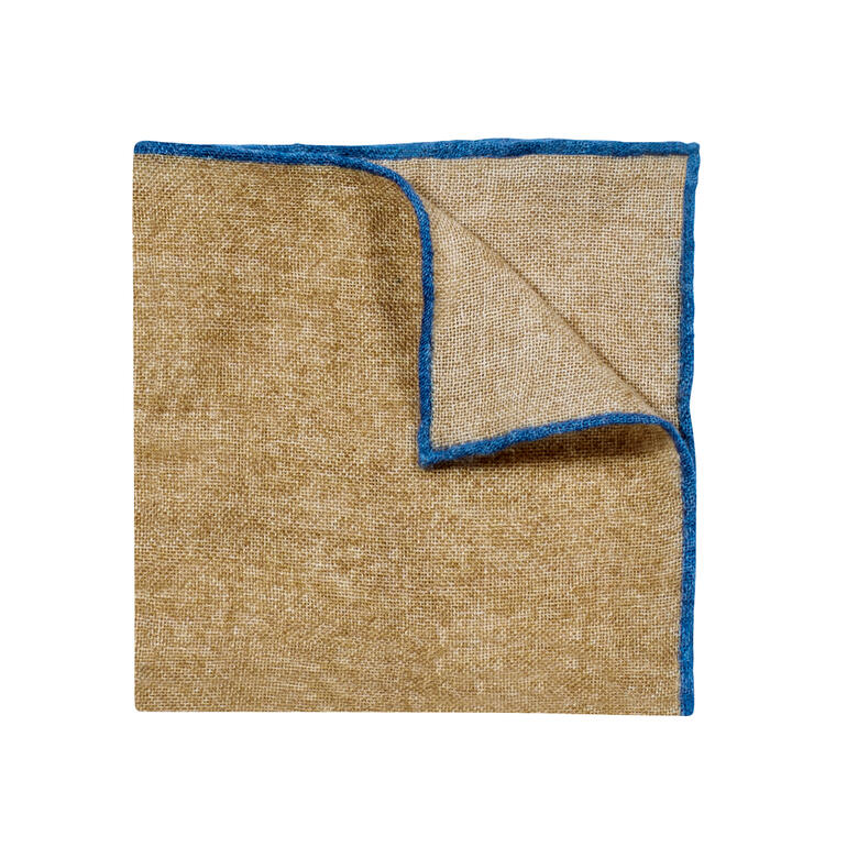 Beige/Bleu Pochette en cachemire beige/bleue avec bord replié