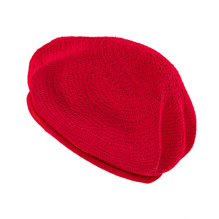 Rouge Béret en coton rouge vu de côté