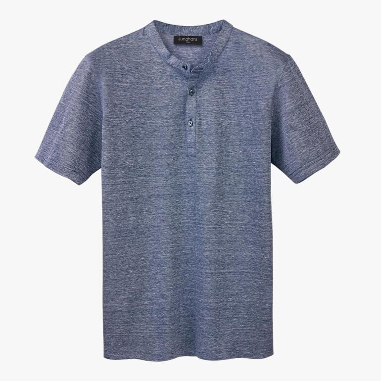 T-shirt Henley Piqué Junghans bleu sans modèle.