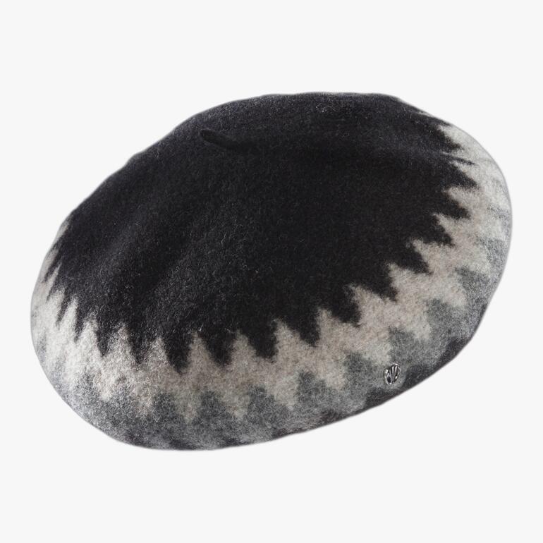 Béret en laine Loevenich en noir et gris, vue latérale