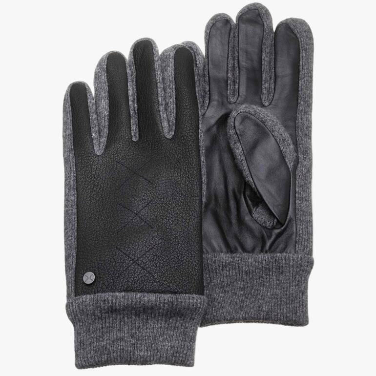 Gants Pearlwood smart-casual noirs et gris vus de face