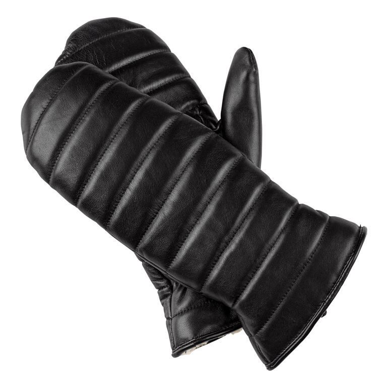 Gants en cuir noirs sur fond blanc