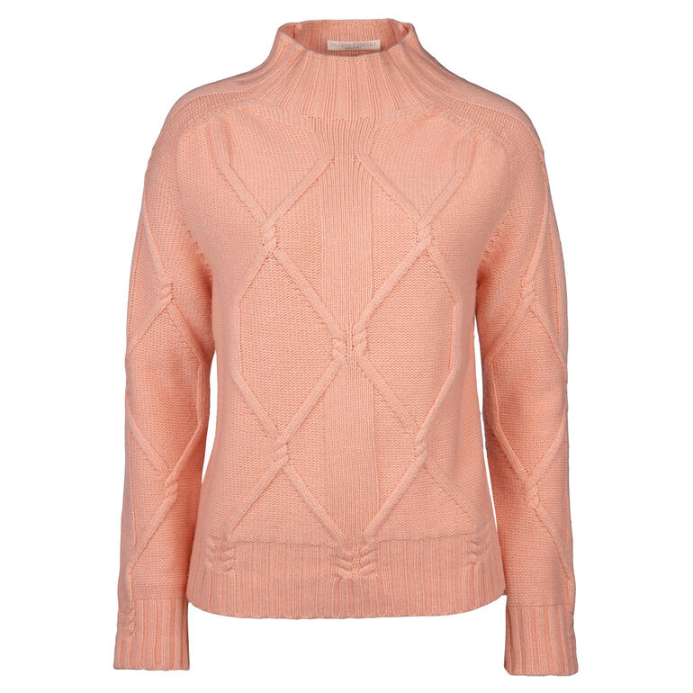 Pull en tricot Vue de face d'un pull rose avec motif en relief.