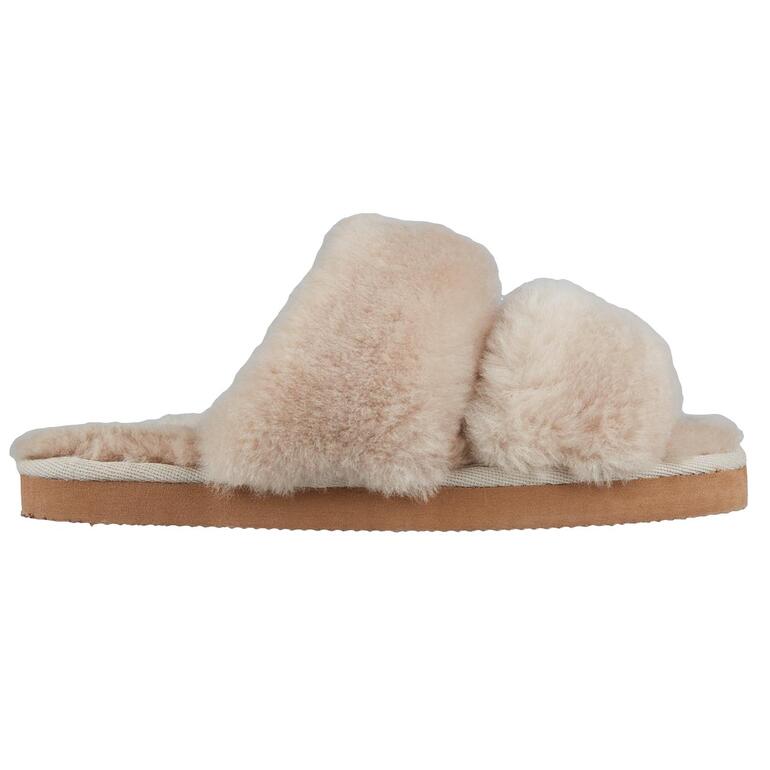 Chaussons en cuir dʼagneau Shepherd of Sweden Vue latérale d'une chaussure en peau d'agneau avec des sangles arrondies.