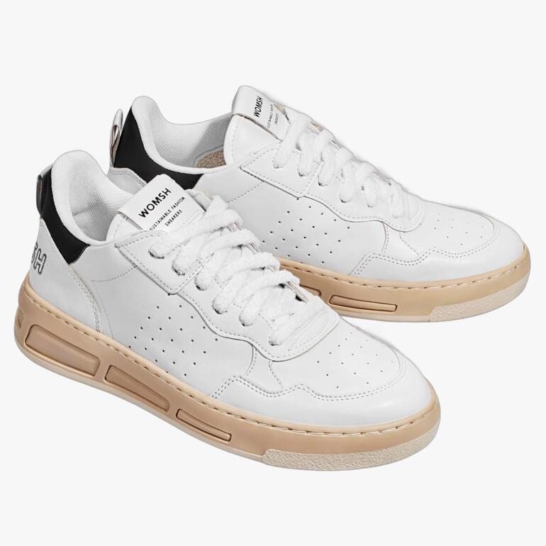 Baskets vintage WOMSH blanches avec semelle beige