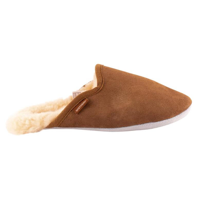 Chaussons en peau d'agneau de Shepherd en marron avec doublure douce.