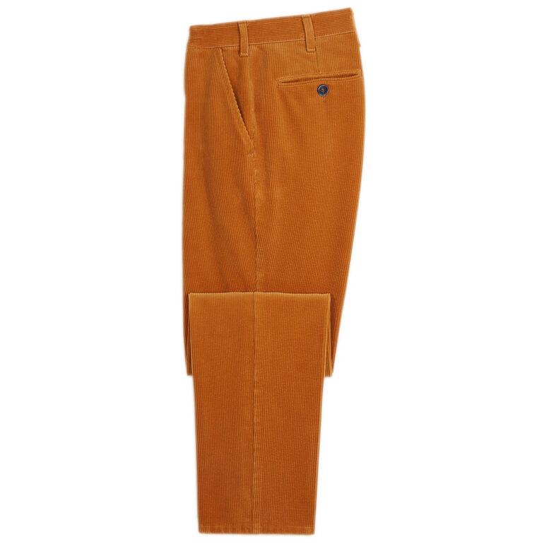Maïs Pantalon en velours côtelé couleur maïs avec coupe classique et poches.