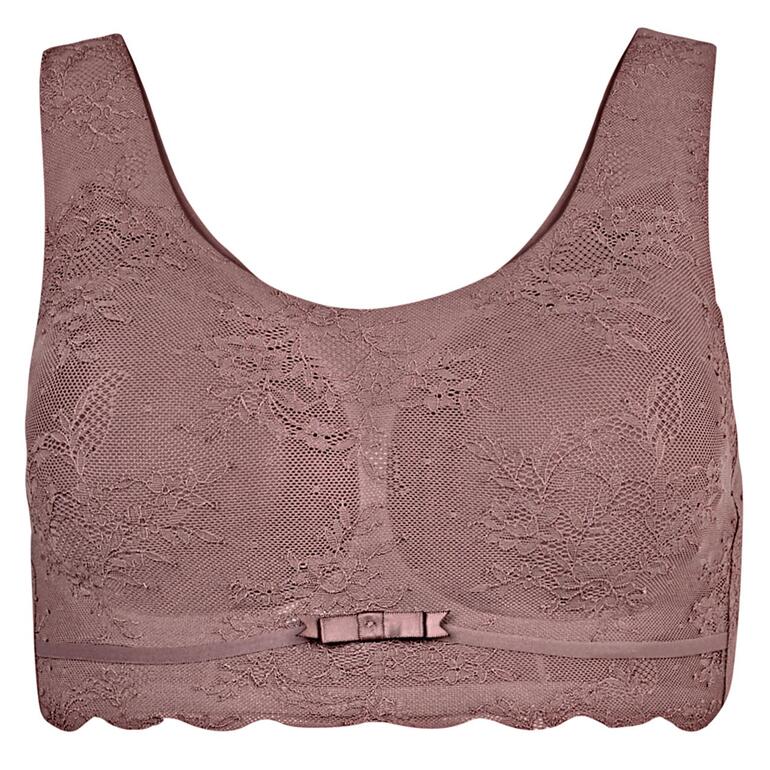 Baie Bralette en dentelle Anita en rose ancien, vue de face.