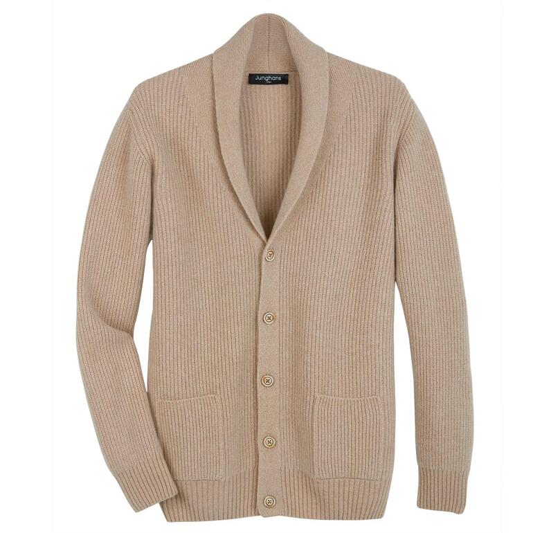 Cardigan en poil de chameau beige avec boutons