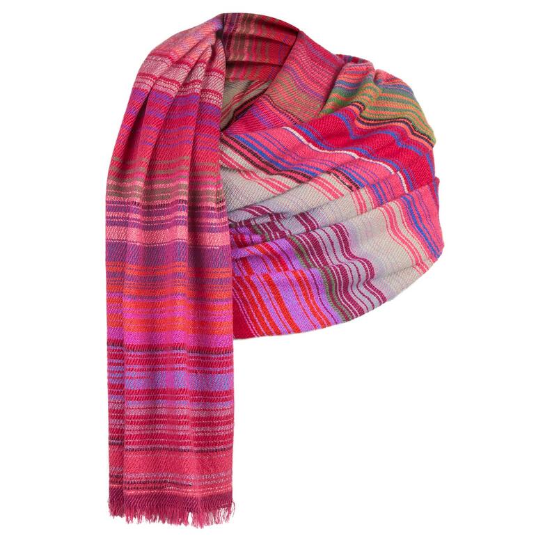 Écharpe en cachemire colorée avec motif rayé
