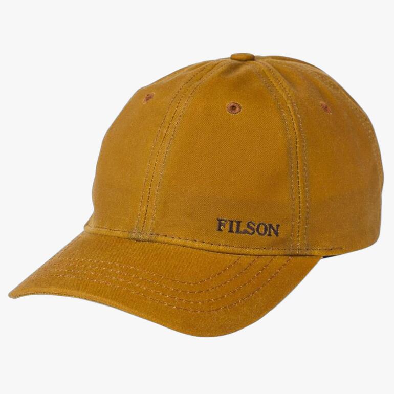 Casquette Filson Tin-Cloth en marron avec logo brodé.