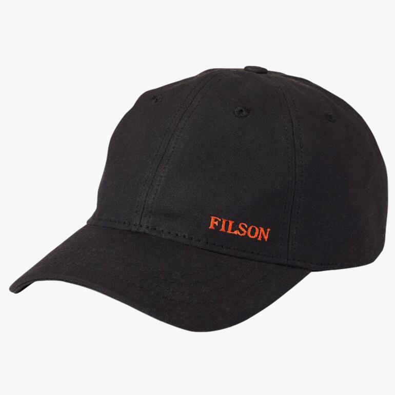 Casquette Filson Tin-Cloth en noir avec logo brodé.