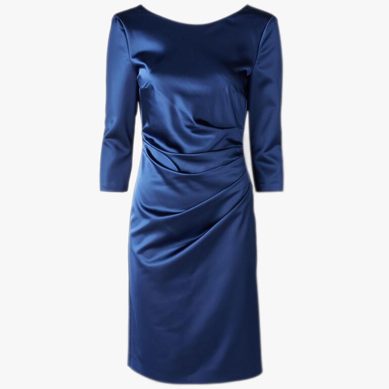 Robe Swing Shift bleue avec détails froncés