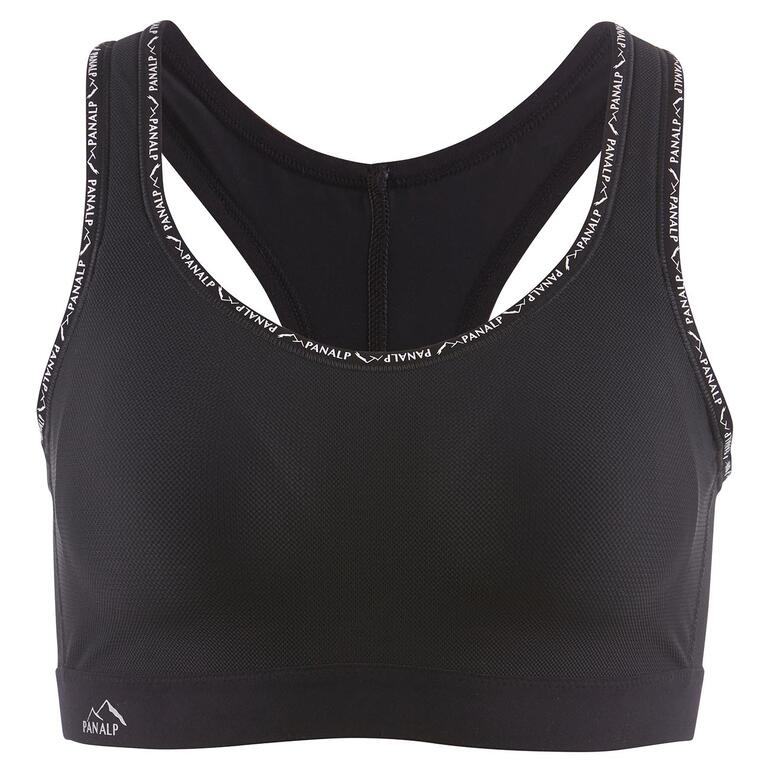 Brassière Vue avant d'un soutien-gorge de sport noir en matériau respirant