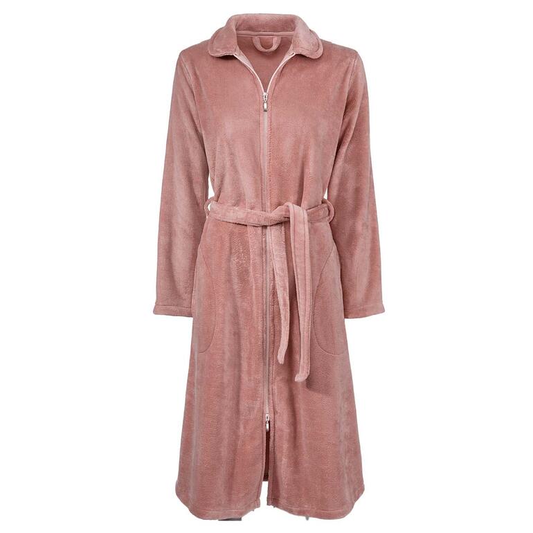 Peignoir Couture Robe de bain Couture rose, vue de face sur un fond blanc.