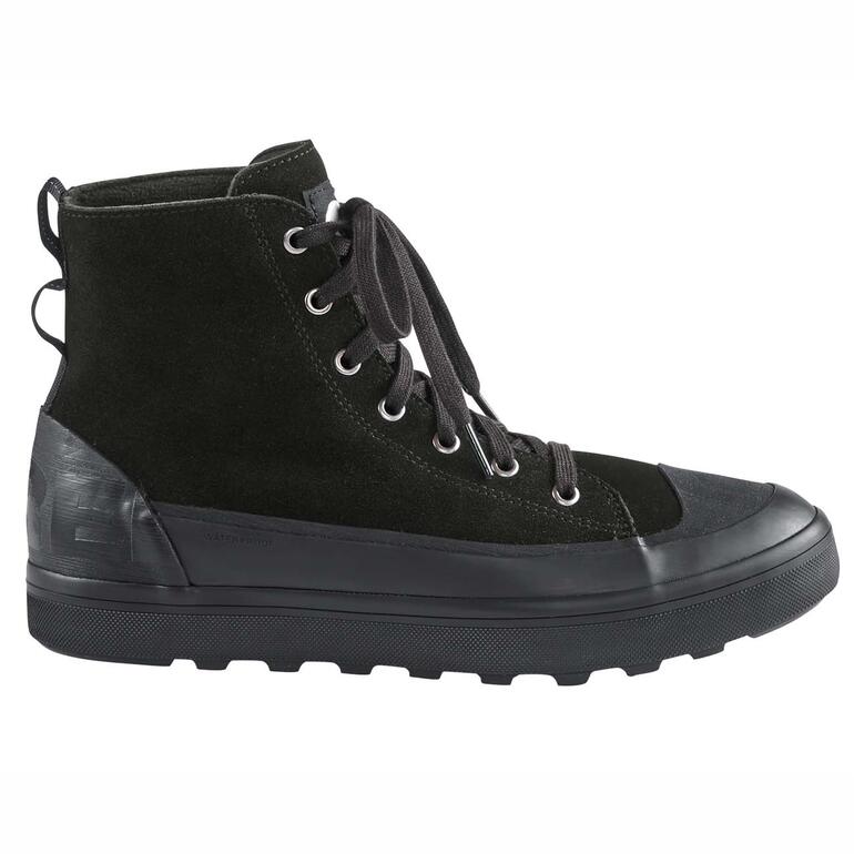 Sneaker de basketball imperméable Sorel noire vue de profil.