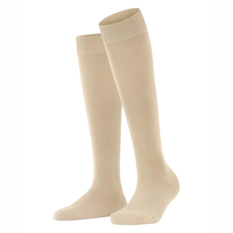 Chaussettes montantes FALKE ClimaWool en beige, coupées droites avec bord élastique