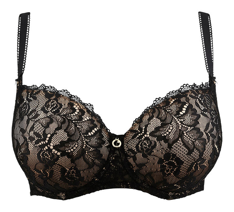 Soutien-gorge corbeille Soutien-gorge noir en dentelle Aubade Dessous Rosessence, taille 75B.