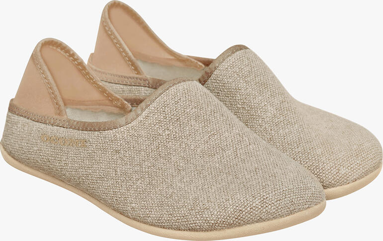 Mocassin en lin beige OCONI vu de face.
