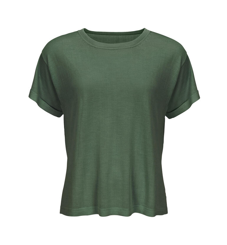 Haut en crêpe de soie Junghans vert en tant qu'élément unique.
